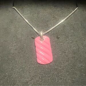 brand new david Yurman pink/silver tag necklace